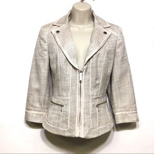 WHITE HOUSE BLK MARKET TWEED ZIPPER BLAZER JACKET